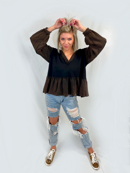 Ruffled & Rugged Hooded Top