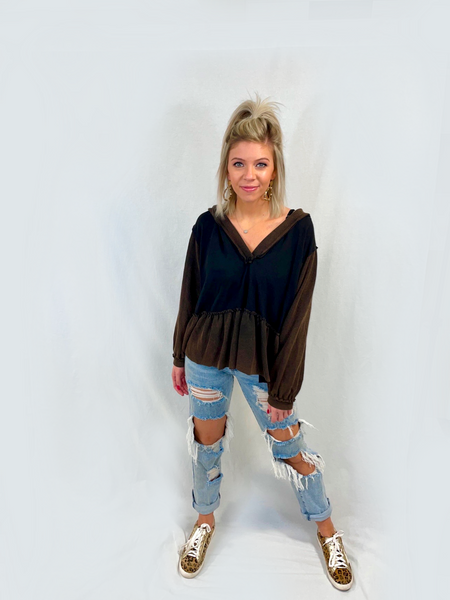 Ruffled & Rugged Hooded Top