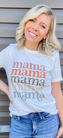 Mama Leopard Boho Graphic Tee