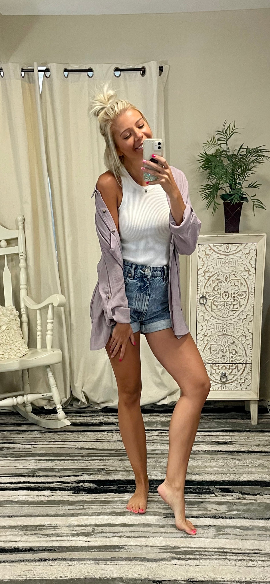 The Vibe Button Down Top - Mauve